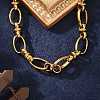 Ion Plating(IP) 304 Stainless Steel Bowknot & Oval Link Chain Bracelet for Women BJEW-G669-18G-2
