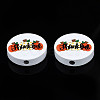 Halloween Printed Natural Wood Beads WOOD-T021-86-3