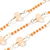 Brass Hexagonal Column Glass Seaded Beaded & Resin Round Beaded Link Chains CHC-G026-01B-1