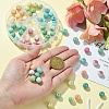 60Pcs 6 Colors Ombre Effect Dyed Crackle Glass Round Beads Strands GLAA-YW0003-60-5