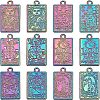 12Pcs 6 Style Rack Plating Rainbow Color Alloy Pendants FIND-CA0004-52-1