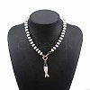 Bohemian Alloy Enamel Fish Pendant Rondelle Resin Beaded Necklaces for Women WGAFD1E-01-1