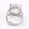Adjustable Natural Quartz Crystal Finger Rings RJEW-F075-01G-3