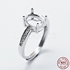 Anti-Tarnish Rhodium Plated 925 Sterling Silver Finger Ring Components STER-G027-18P-4