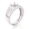 Rhodium Plated 925 Sterling Silver Micro Pave Cubic Zirconia Engagement Solitaire Adjustable Ring Settings STER-T008-14P-1