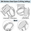 8Pcs 304 Stainless Steel Open Cuff Ring Settings RJEW-BBC0001-27-2