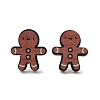 Christmas Printed Wooden Stud Earrings EJEW-D046-01-2