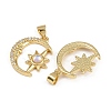 Rack Plating Planet Brass Micro Pave Cubic Zirconia Pendants KK-E102-31G-1-3