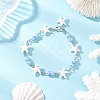 3Pcs Synthetic Turquoise Starfish Link Bracelets for Women BJEW-JB12469-4