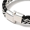 Leather & 304 Stainless Steel Braided Curb Chains Cord Bracelet with Magnetic Clasp for Men Women BJEW-C021-19-5
