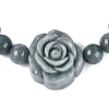 Natural Jadeite Round & Flower Beaded Stretch Bracelets BJEW-N041-07-2