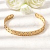201 Stainless Steel Open Cuff Bangles for Women BJEW-Z162-01G-2