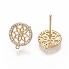 Brass Micro Pave Clear Cubic Zirconia Stud Earring Findings KK-T051-49G-NF-2