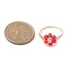 7Pcs 7 Styles Flower Glass Beads Finger Rings RJEW-JR00710-02-3
