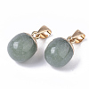 Top Golden Plated Natural Green Aventurine Pendants G-T131-03F-2