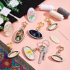 12Pcs 12 Styles Oval Wood Keychain Cabochon Settings KEYC-AB00002-4