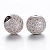 Brass Micro Pave Cubic Zirconia Beads ZIRC-D011-53P-1