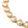 Clear Cubic Zirconia Heart Link Chain Bracelet LS-BJEW-E073-05G-2