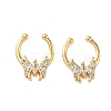 Brass Pave Clear Cubic Zirconia Circular/Horseshoe Barbell Nose Rings EJEW-D337-18E-G-4
