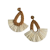 Teardrop with Fan Alloy Rattan Clip-on Earrings FS-WGFEF3F-03-3