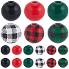 6 Styles Painted Natural Wood Beads WOOD-SP0001-09-1