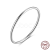 Rhodium Plated 925 Sterling Silver 1mm Thin Finger Rings RJEW-C064-03A-P-1