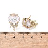 Brass Micro Pave Cubic Zirconia Stud Earring Findings with Natural Amethyst KK-Z096-05G-01-3