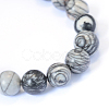 Natural Black Silk Stone/Netstone Round Bead Strands X-G-E334-6mm-05-2