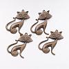 Tibetan Style Alloy Kitten Pendants TIBEP-22758-AB-NR-1