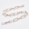 Brass Flat Oval Paperclip Chain Necklace Making MAK-S072-07B-RG-2