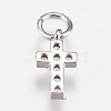 Brass Micro Pave Cubic Zirconia Tiny Cross Charms X-ZIRC-E147-62P-2