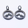 Brass Micro Pave Cubic Zirconia Pendants KK-P133-12B-NR-2