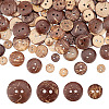 200Pcs 4 Style 2-Hole Flat Round Coconut Buttons BUTT-AR0001-03-1