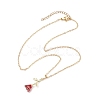 Valentine's Day Alloy Dark Red Enamel Rose Flower Pendant Necklaces X1-NJEW-TA00183-4