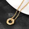 304 Stainless Steel Crystal Rhinestone Hexagon Pendant Necklaces for Women NJEW-F339-04G-4