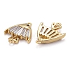 Brass Micro Pave Cubic Clear Zirconia  2-Loop Link Pendants KK-P192-01-4