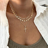 Alloy Crystal Crystal Rhinestone Cross Pendant 3-
Layer Necklaces for Women FS-WG64AC3-01-1