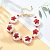 MIYUKI Glass Seed & Lampwork & Rhinestone Braided Star Link Chain Bracelets BJEW-MZ00038-02-4