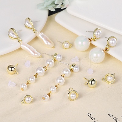 12Pcs 6 Style Alloy & Brass Stud Earring Findings DIY-SZ0009-36-1