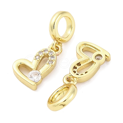 Brass Micro Pave Cubic Zirconia European Dangle Charms KK-D325-19G-02-1