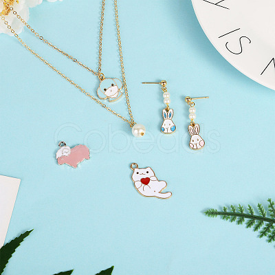 72Pcs 18 Style Alloy Enamel Pendants ENAM-CW0001-10-1