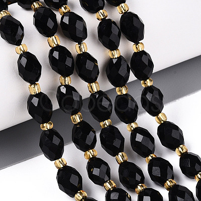 Natural Black Obsidian Beads Strands G-N342-35-8x6-01-1