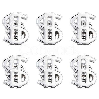 6Pcs Dollar Sign Brass Lapel Pin Backs for Backpack Clothes JEWB-FH0003-06-1