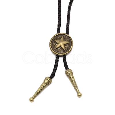 Flat Round with Star Laria Necklace for Men Women NJEW-WH0011-13AB-1