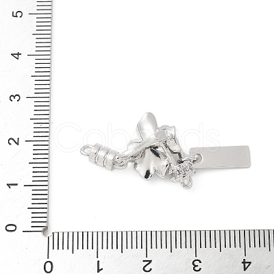 Brass Micro Pave Clear Cubic Zirconia Fold Over Clasps KK-U052-01P-1