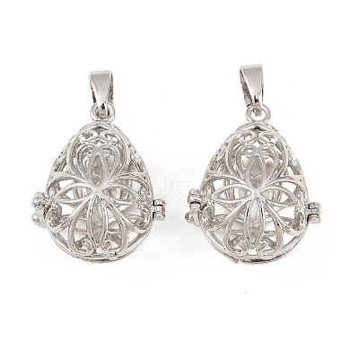 Brass Hollow Teardrop Cage Pendants KK-L079-20-NR-1