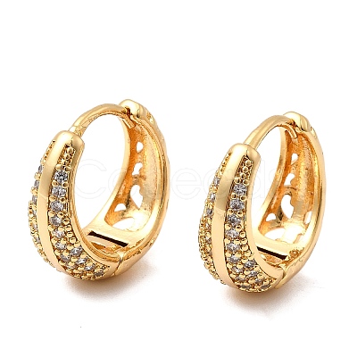 Brass Micro Pave Clear Cubic Zirconia Hoop Earrings EJEW-F391-02G-1