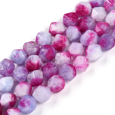 Dyed Natural White Jade Beads Strands X-G-T139-8mm-45S-1