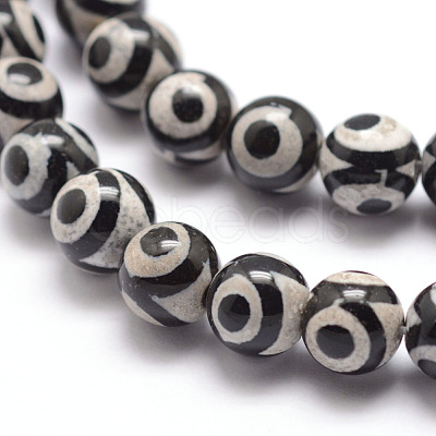 Tibetan Style 3-Eye dZi Beads X-G-K166-01-8mm-L1-01-1