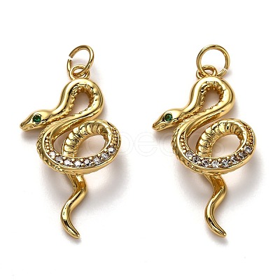 Brass Micro Pave Clear Cubic Zirconia Pendants KK-B028-08G-1
